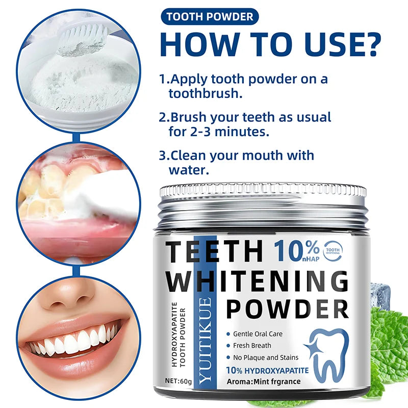 5 Days White teeth cleaning powder, deep cleaning and polishing, whitens teeth in 5 days, portable, suitable for daily use and travel