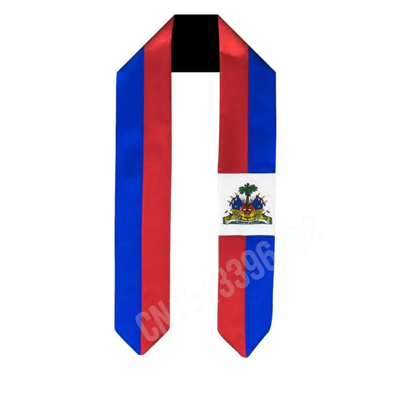 Haiti Flag Scarf Top Print Graduation Sash Stole International Study Abroad Adult Unisex Party Accessory