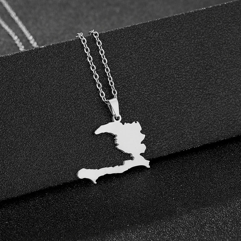 Fashion Best-selling Stainless Steel Enamel Haiti Necklace Unisex Geometric Titanium Steel Pendant Couple Necklaces