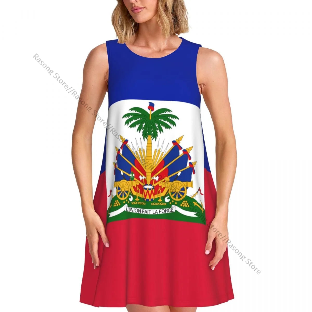 Women's Dress Flag Of Haiti Summer Casual T Shirt Beach Cover up Tank Dress