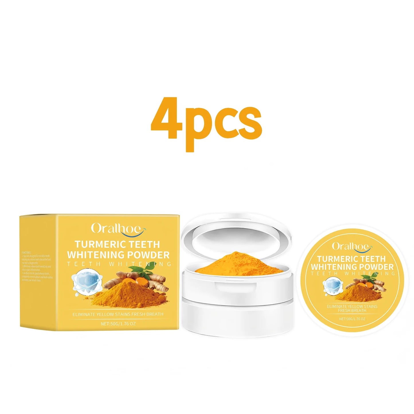 Oralhoe 50g Turmeric Teeth Cleaning Powder Remove Stain Tartar Brighten Yellow Teeth Fresh Breath Teeth Whitening Toothpaste