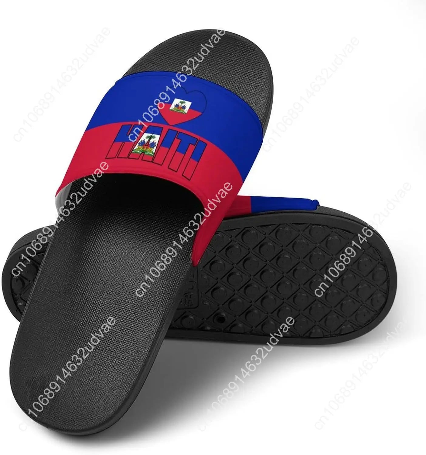 Haiti Flag Haitian Sandal Man Women Slide Soft Sole House Shoes PVC Pool Slides