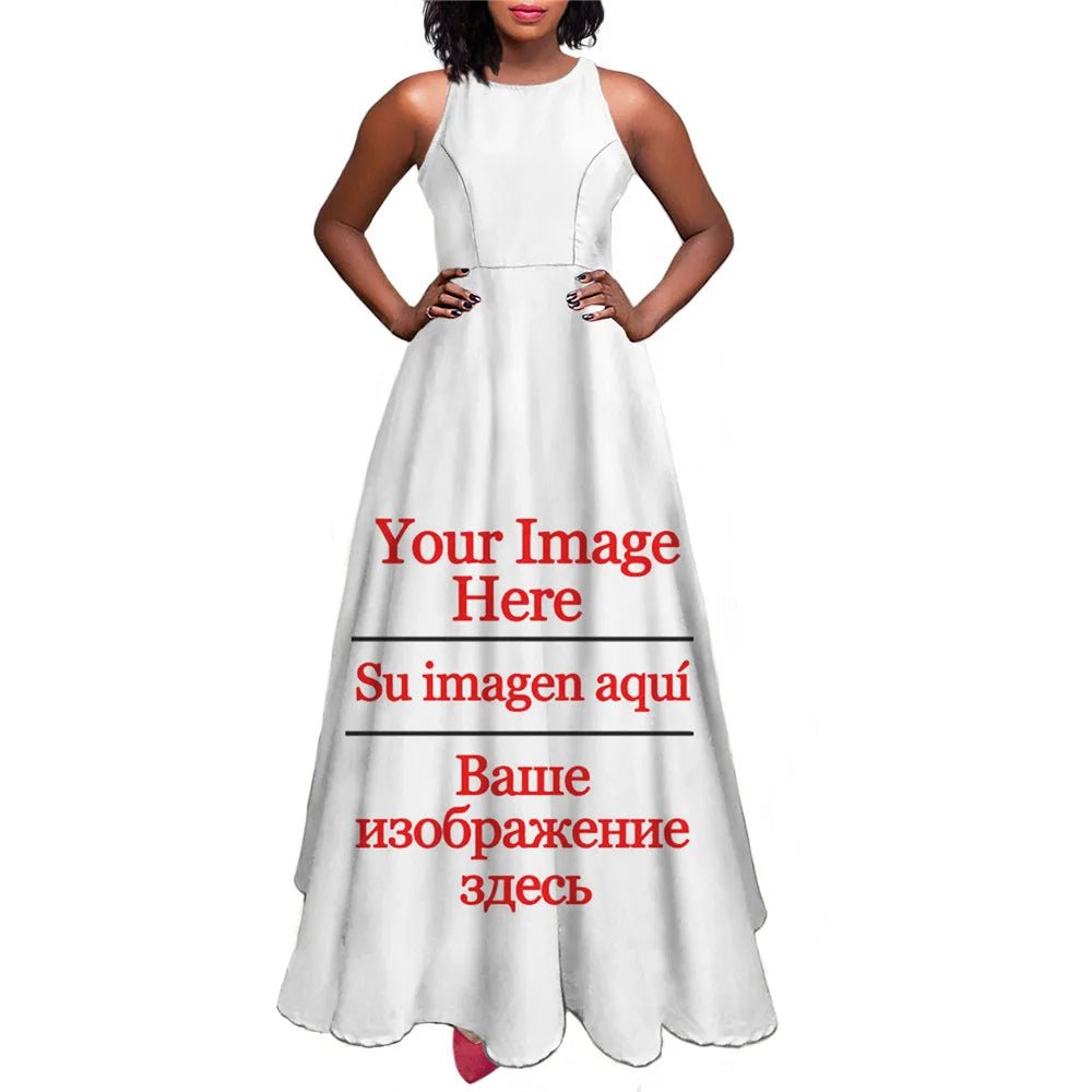 Women Maxi Long Dress Haiti Flag Print Summer Sleeveless Sundress Sexy Girl Party High Waist Ankle Length Woman Dresses Vestidos