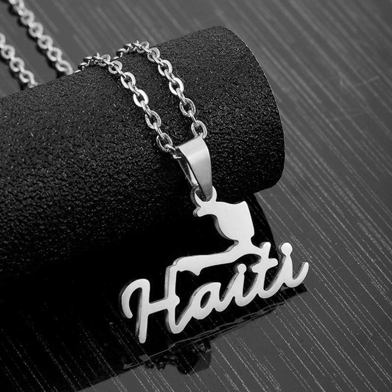 Fashion Best-selling Stainless Steel Enamel Haiti Necklace Unisex Geometric Titanium Steel Pendant Couple Necklaces