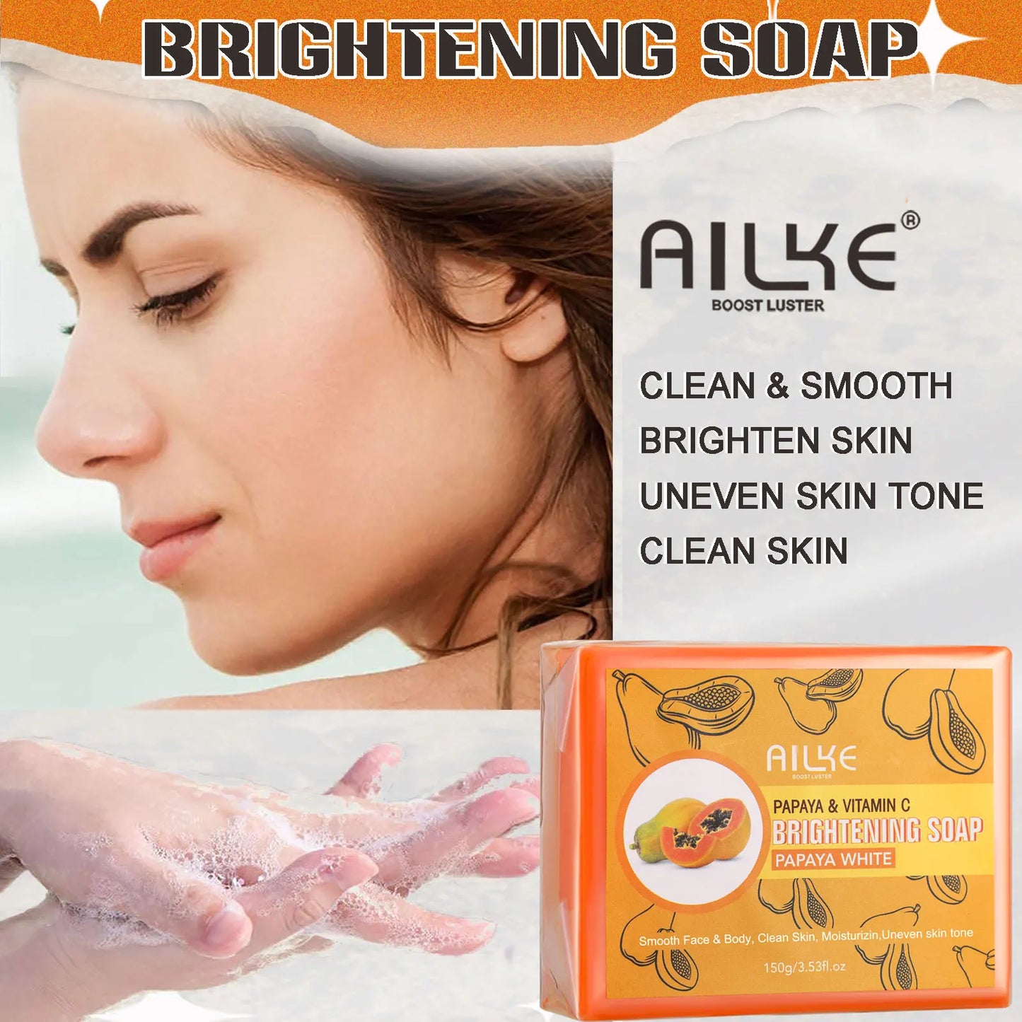 AILKE Skin Care Range Double-Glutathione, Whitening Serum, Dark Spot Face Cream, Glowing Soap, Women Lightening Beauty Cosmetics