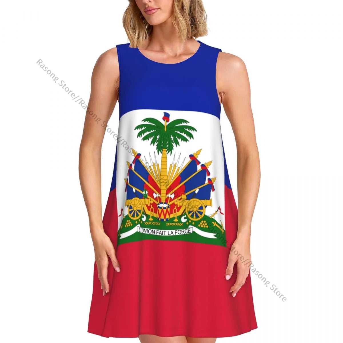 Women's Dress Flag Of Haiti Summer Casual T Shirt Beach Cover up Tank Dress