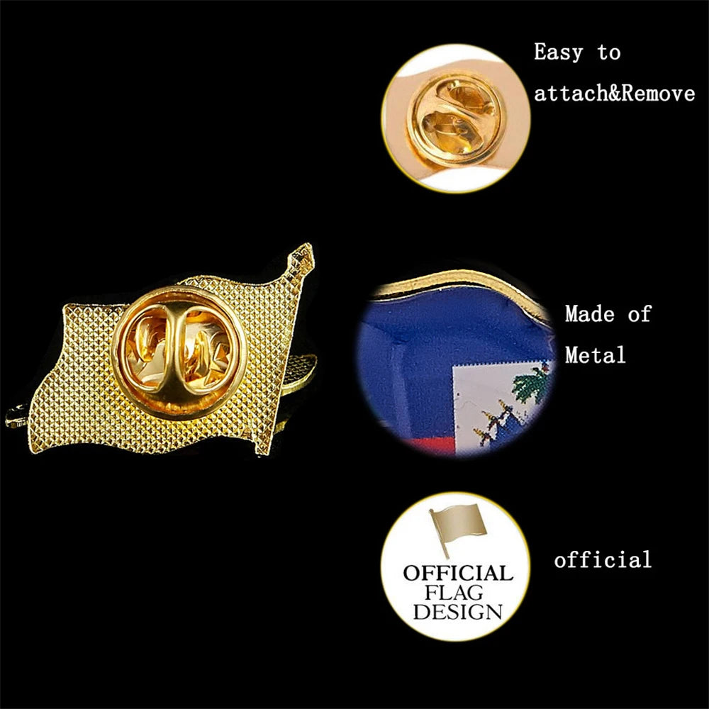 North America Haiti Flag Lapel Pin Metal Enamel Brooches and Pins Backpack Badge Collar Jewelry