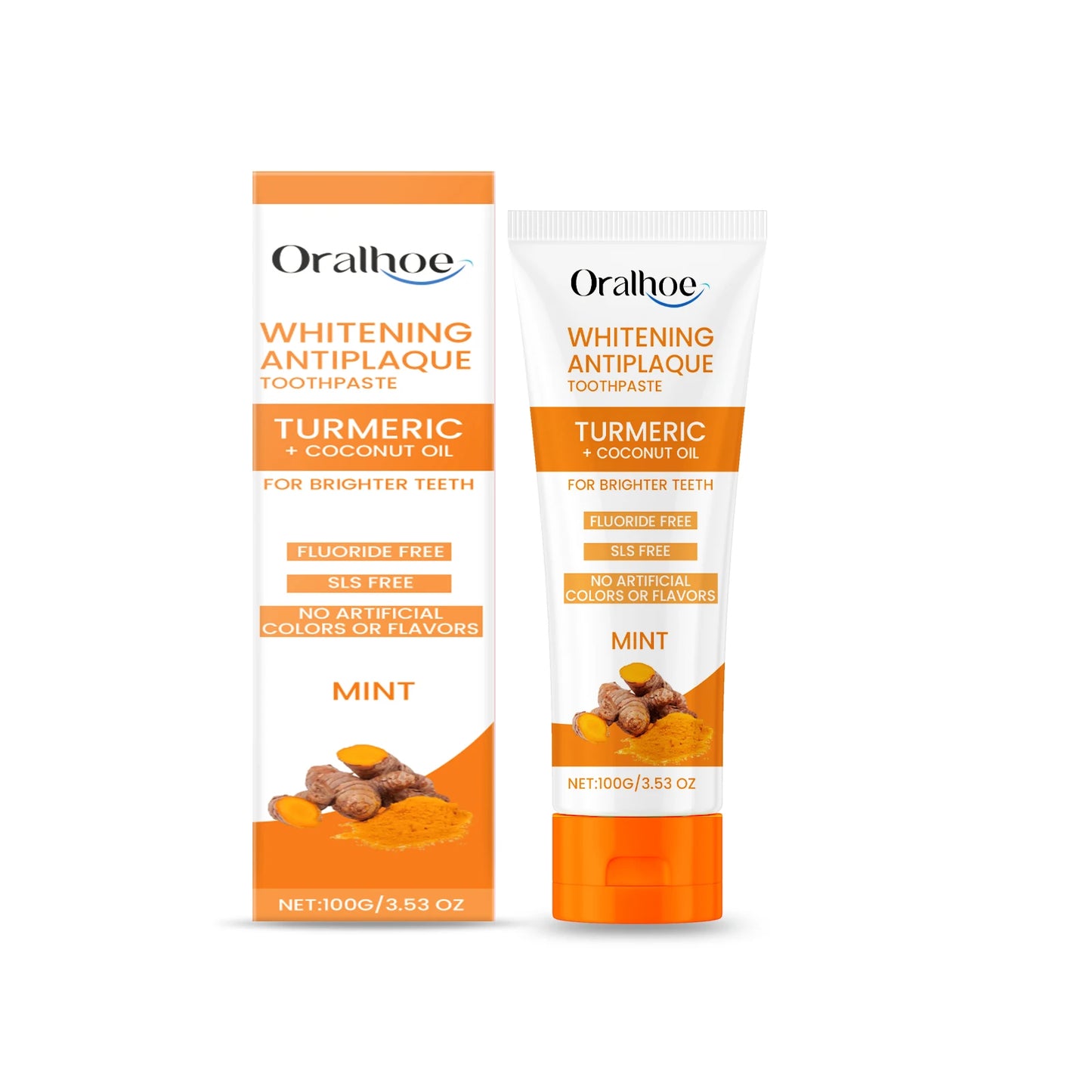 Oralhoe 50g Turmeric Teeth Cleaning Powder Remove Stain Tartar Brighten Yellow Teeth Fresh Breath Teeth Whitening Toothpaste