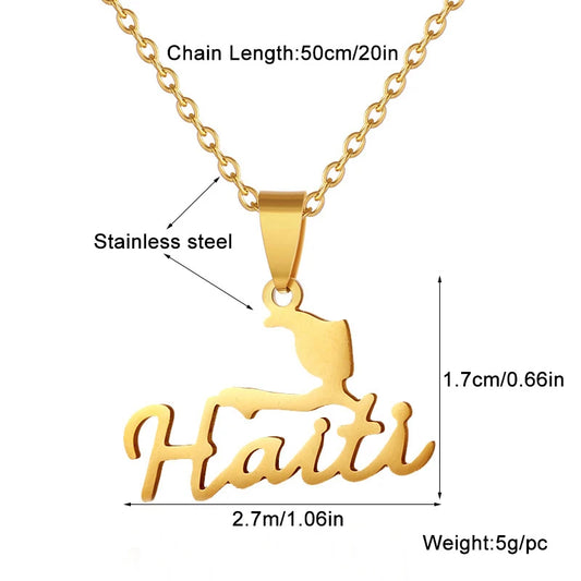 Fashion Best-selling Stainless Steel Enamel Haiti Necklace Unisex Geometric Titanium Steel Pendant Couple Necklaces