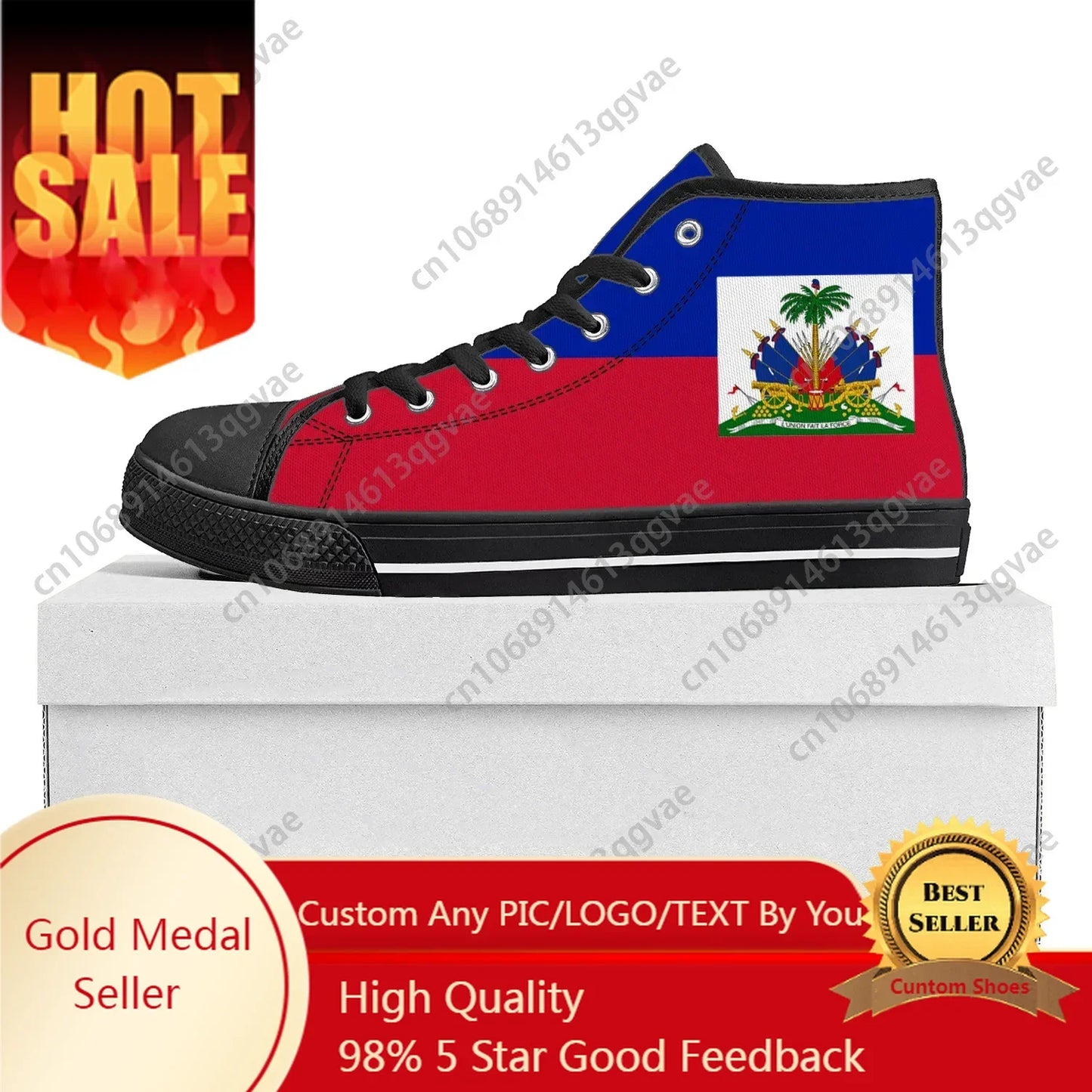 Haitian Flag High Top High Quality Sneakers Mens Womens Teenager Canvas Sneaker Haiti Casual Couple Shoes Custom Shoe