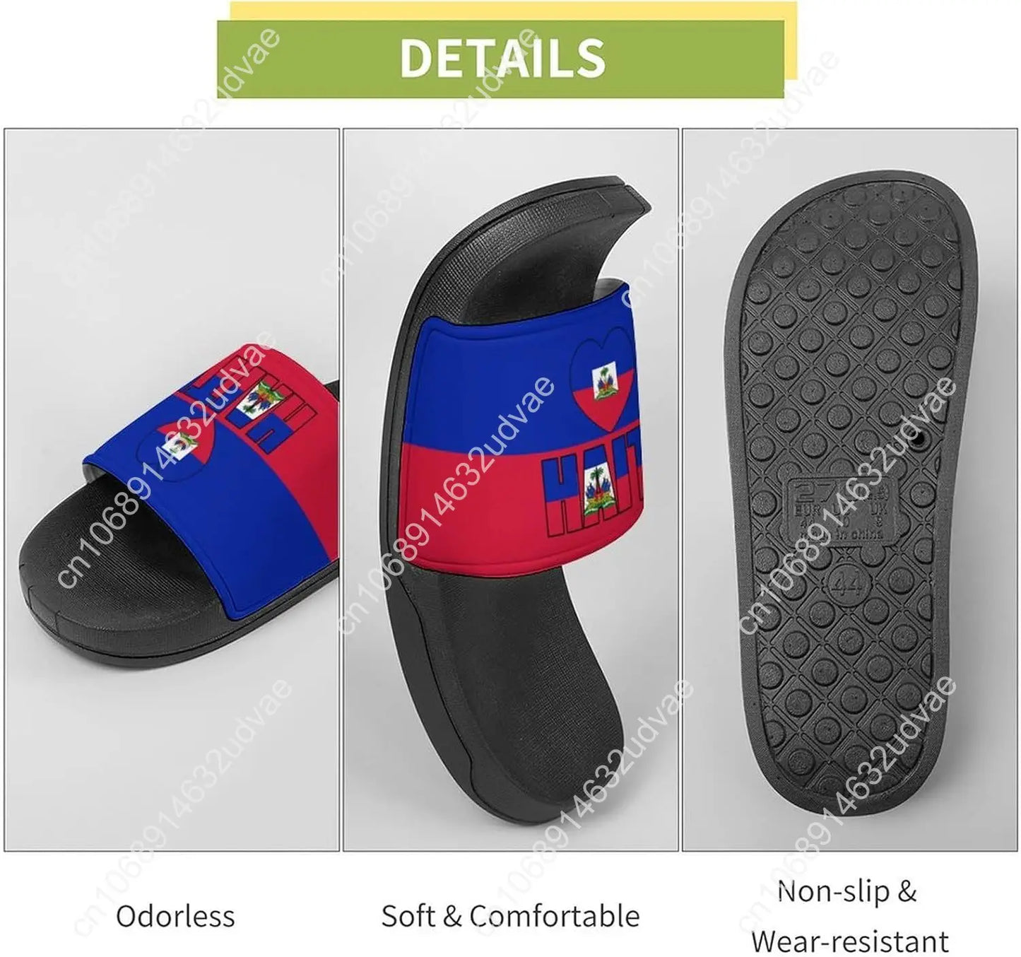 Haiti Flag Haitian Sandal Man Women Slide Soft Sole House Shoes PVC Pool Slides
