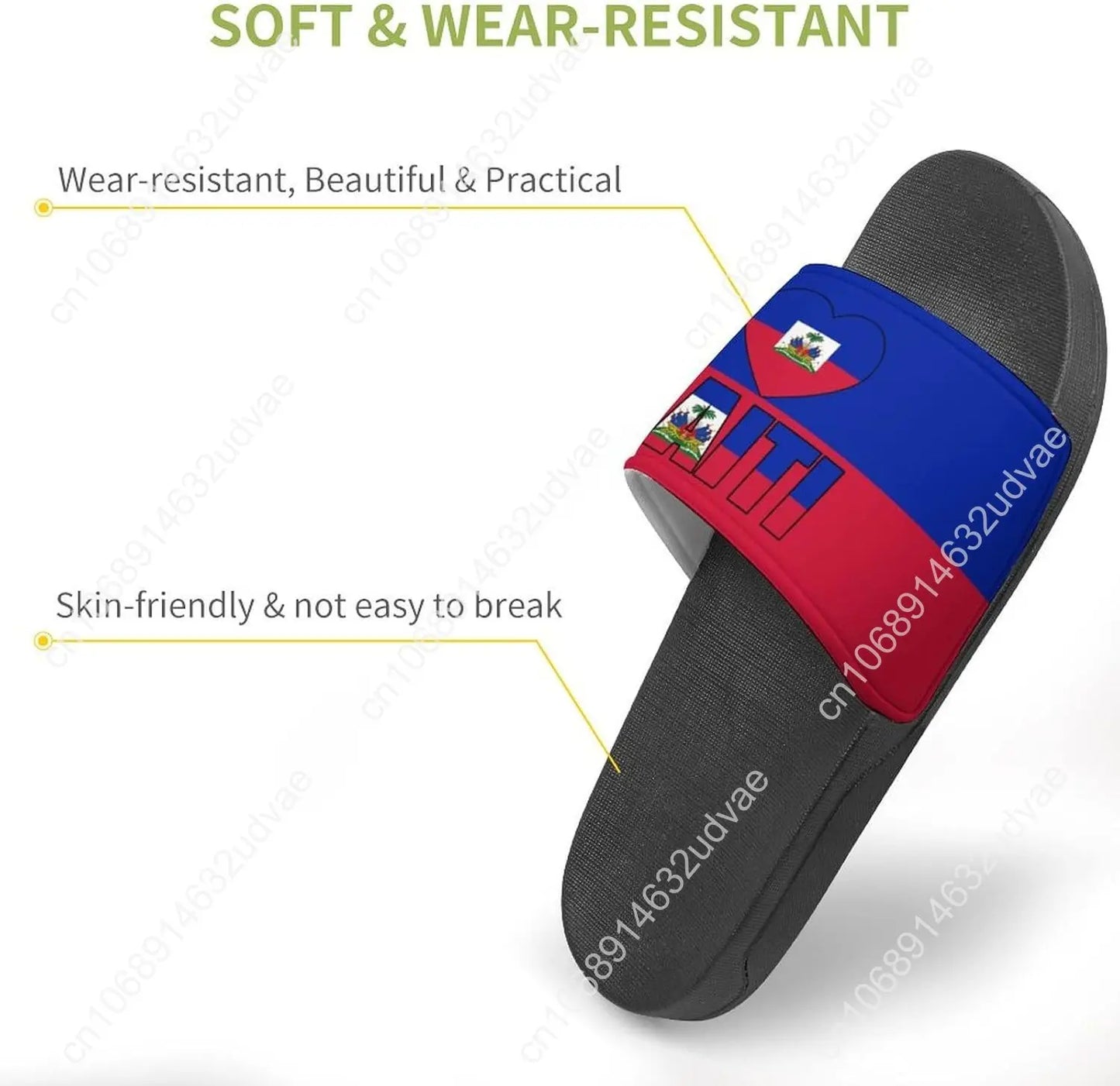 Haiti Flag Haitian Sandal Man Women Slide Soft Sole House Shoes PVC Pool Slides