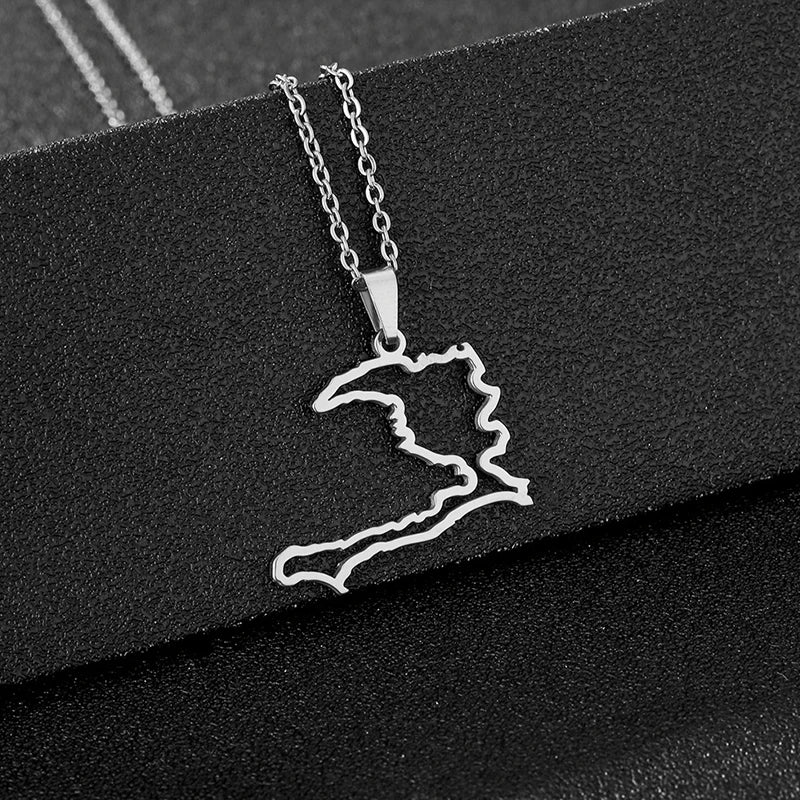 Fashion Best-selling Stainless Steel Enamel Haiti Necklace Unisex Geometric Titanium Steel Pendant Couple Necklaces