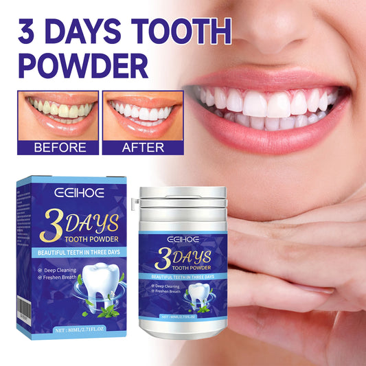 3 Days Whiten Powder Remove Dental Plaque Bright White Teeth Clean Odors Fresh Breath