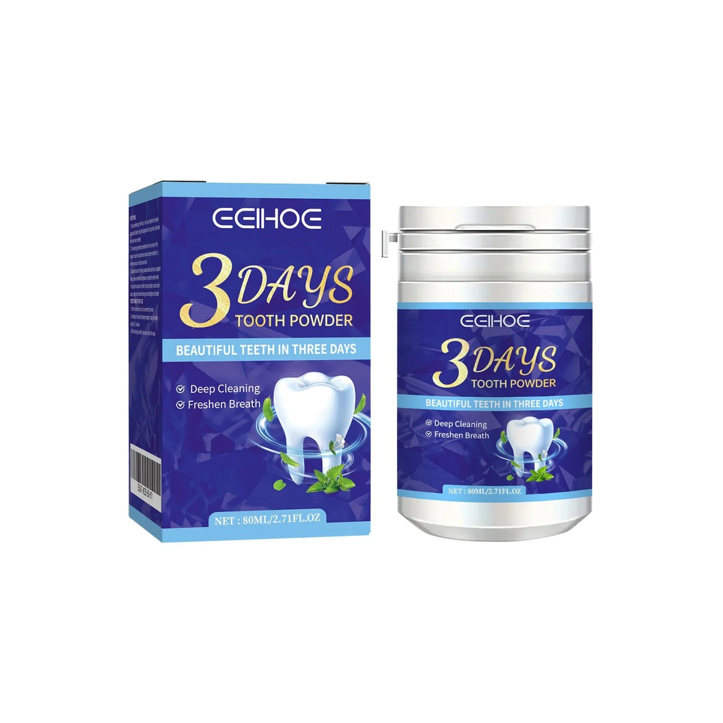 3 Days Whiten Powder Remove Dental Plaque Bright White Teeth Clean Odors Fresh Breath