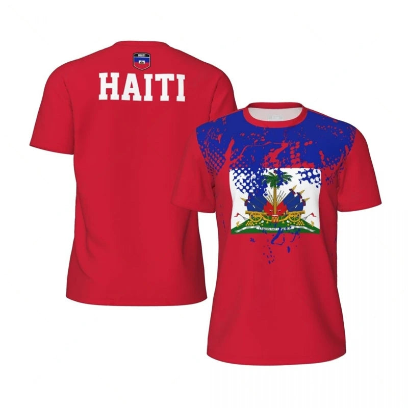 Haiti Flag 3D Printed Jersey Summer new Fashion Short Sleeve Casual Mens Sports T Shirt Quick Dry Breathable Football T-shirts