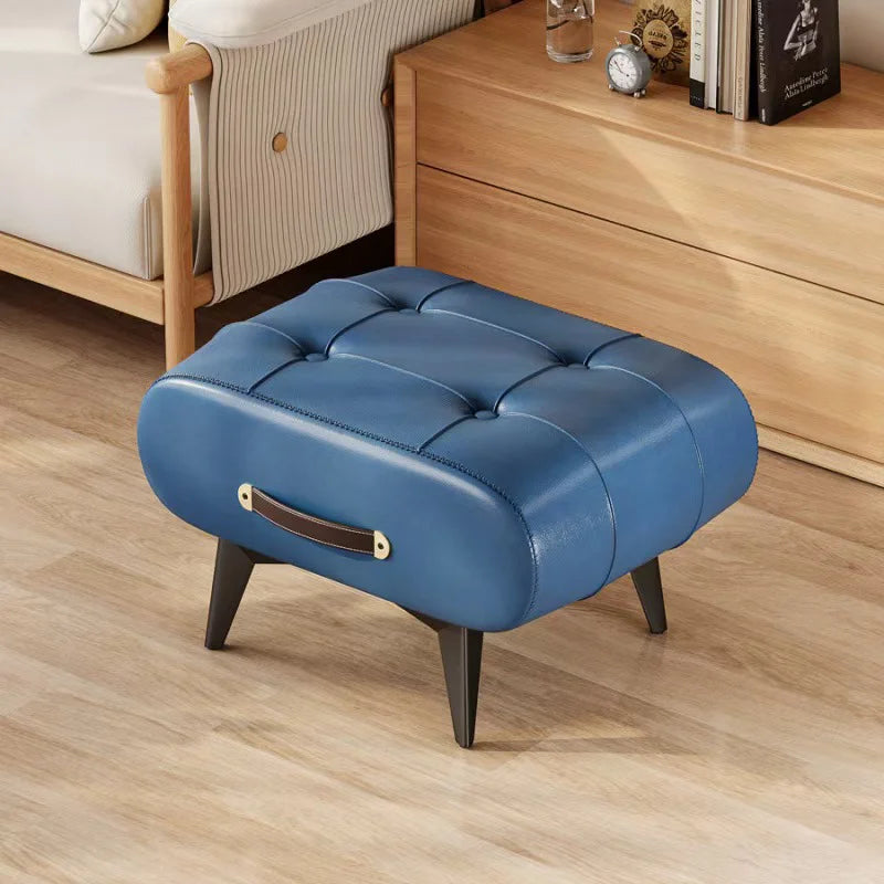 Nordic Light Luxury Leather With Handle Shoe Changing Stool Protable Foot Step Stool Furniture  For Living Room Bedroom Decorate