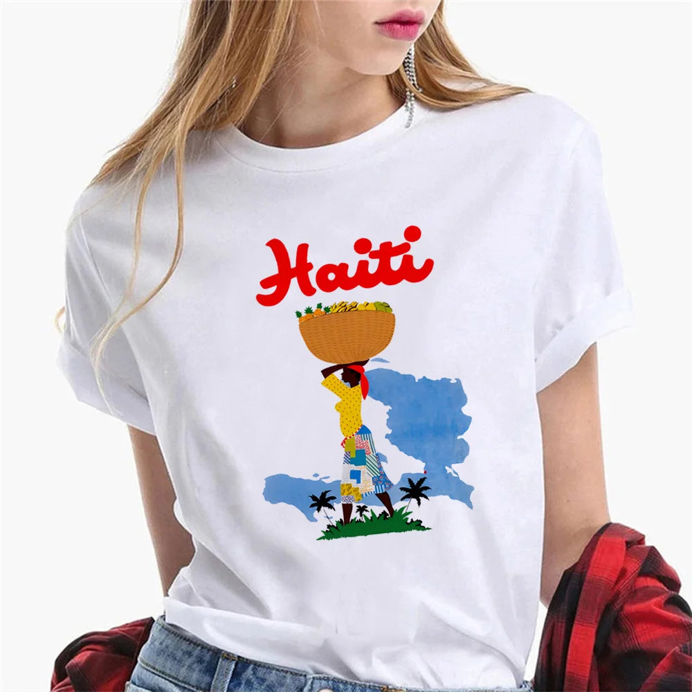 Haiti tshirt women Y2K Tee girl funny y2k streetwear clothes