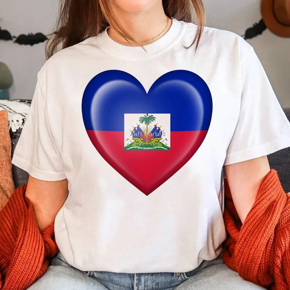 Haiti T Shirt Women Funny Y2K Harajuku T-shirts Female Funny Clothing Aesthetic Clothes Women Clothing