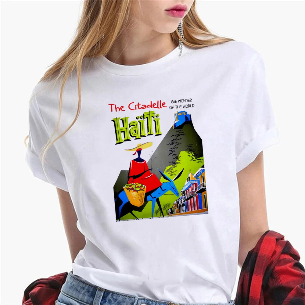 Haiti tshirt women Y2K Tee girl funny y2k streetwear clothes