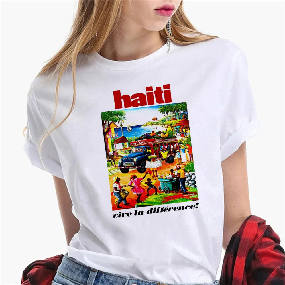 Haiti tshirt women Y2K Tee girl funny y2k streetwear clothes