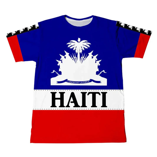 New Design 2025 Haitian Flag T-shirt Men 3D Printed Haiti National Day Tees Tops Fashion Street T Shirt Crew Neck Short Sleeves