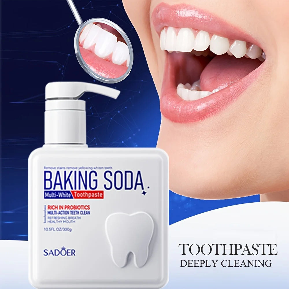 Deep Cleansing Baking Soda Probiotic Pump Toothpaste, Deep Cleaning Teeth, Whitening And Brightening Toothpaste 300g