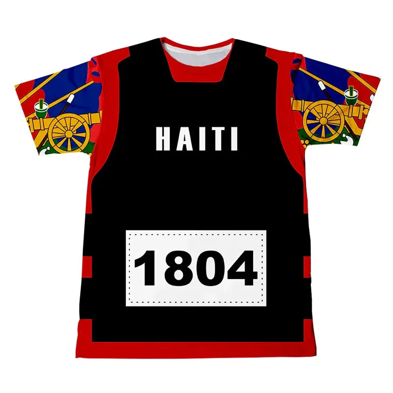 New Design 2025 Haitian Flag T-shirt Men 3D Printed Haiti National Day Tees Tops Fashion Street T Shirt Crew Neck Short Sleeves