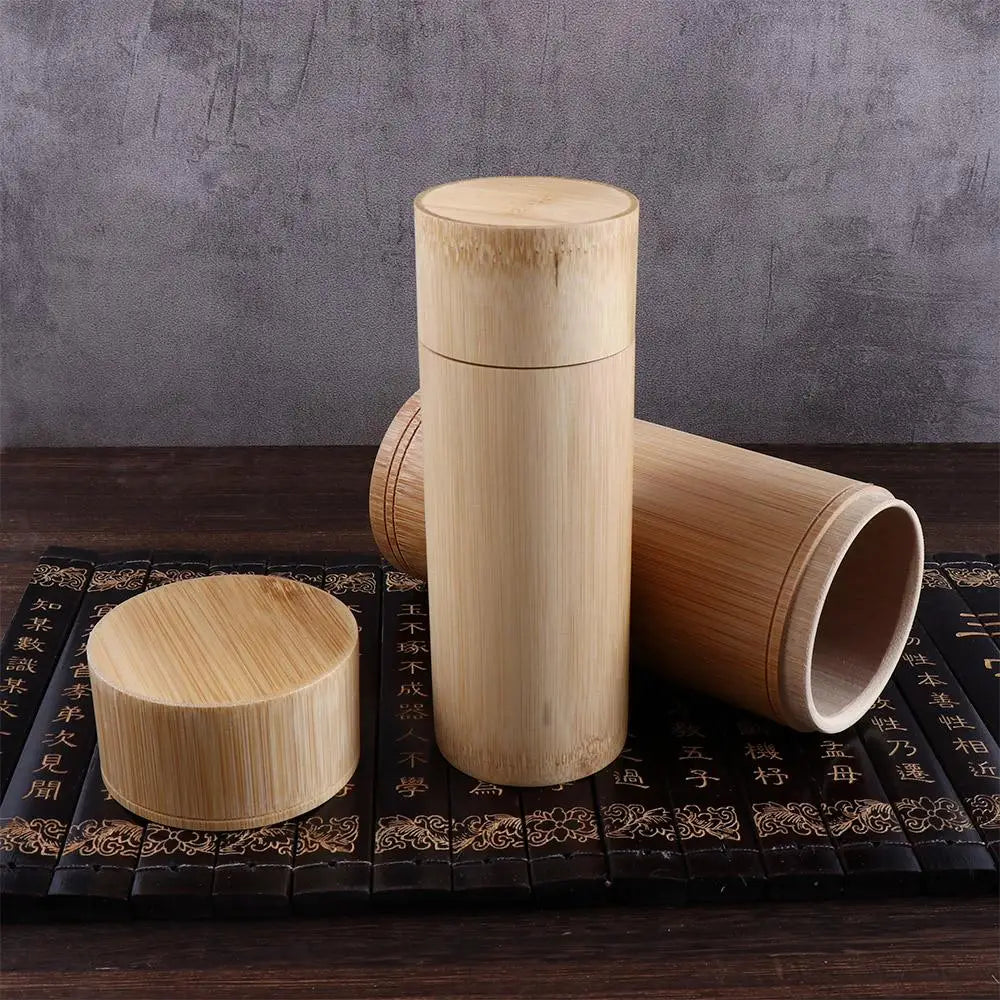Handmade Tea Box Bamboo Storage Box Tea Canister Lid Seal Kitchen Storage Jars Accessories Spice Box Case Organizer