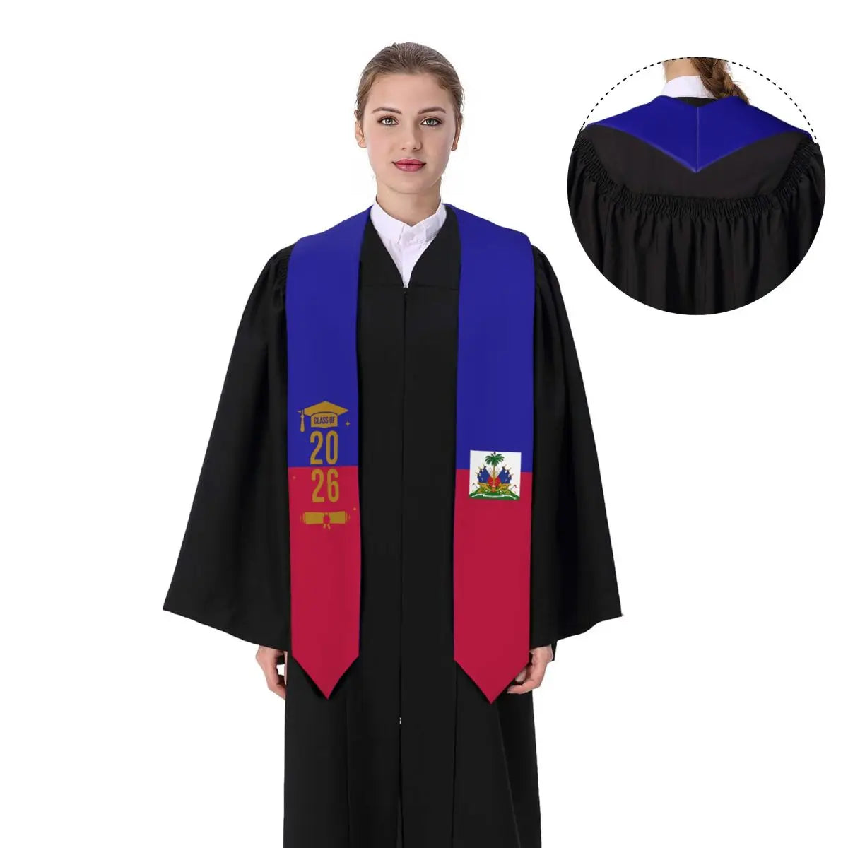Class Of 2026 Haiti Flag Graduation Stole Sash Scarf For International Students Proud 183CM Long