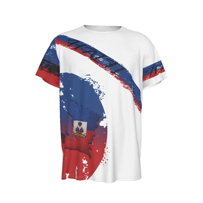 Haitian Flag T-shirt Men 3D Print Haiti Emblem Symbol Vintage T Shirts Summer Fashion Streetwear Short Sleeve Y2k Mens Clothing