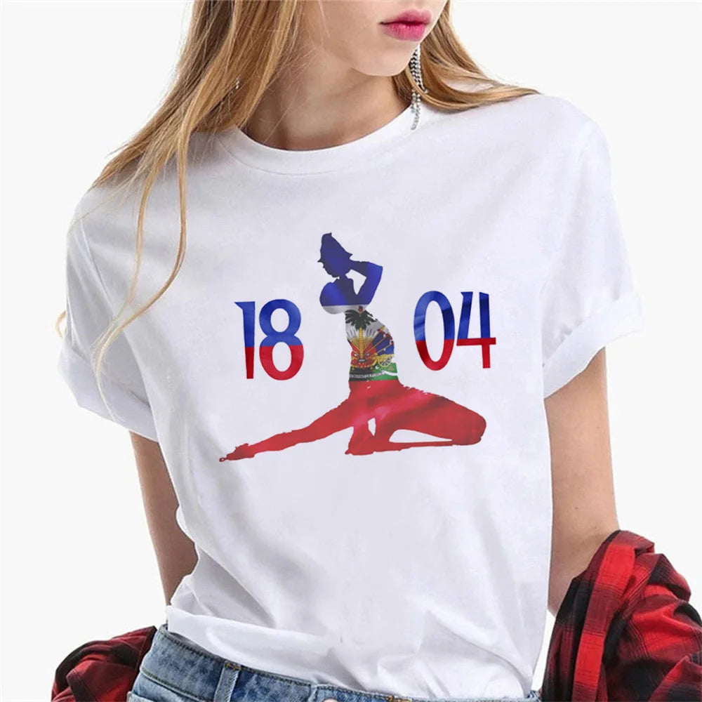 Haiti tshirt women Y2K Tee girl funny y2k streetwear clothes