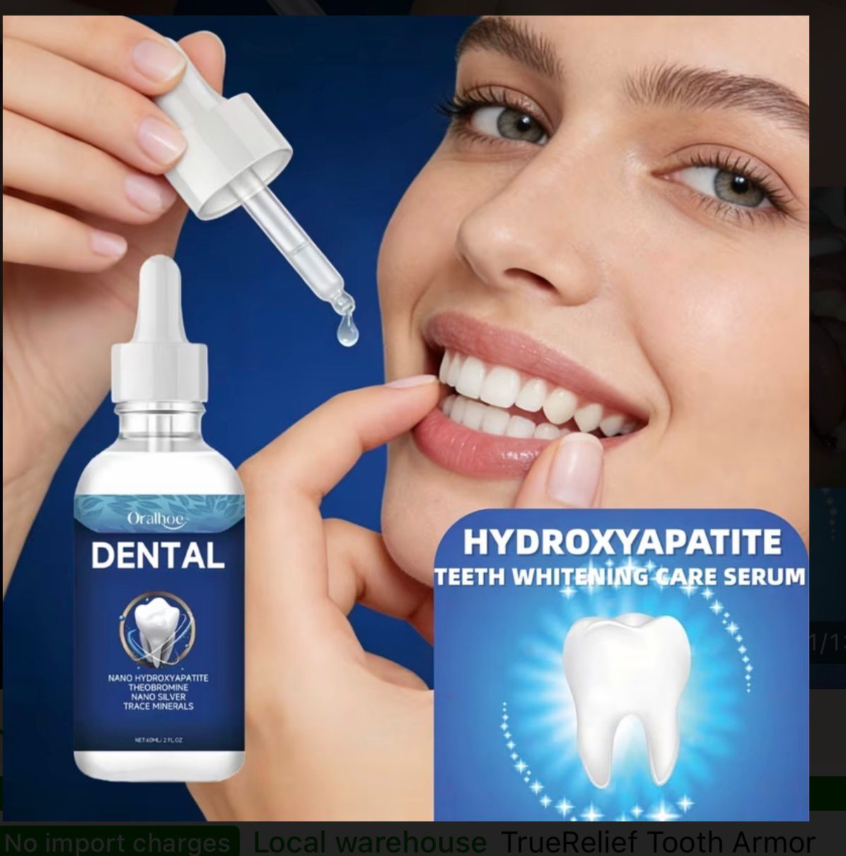 TrueRelief Tooth Armor Liquid Drops – Hydroxyapatite Enamel Repair for Sensitive Teeth & Fresh Breath (2.03oz)
