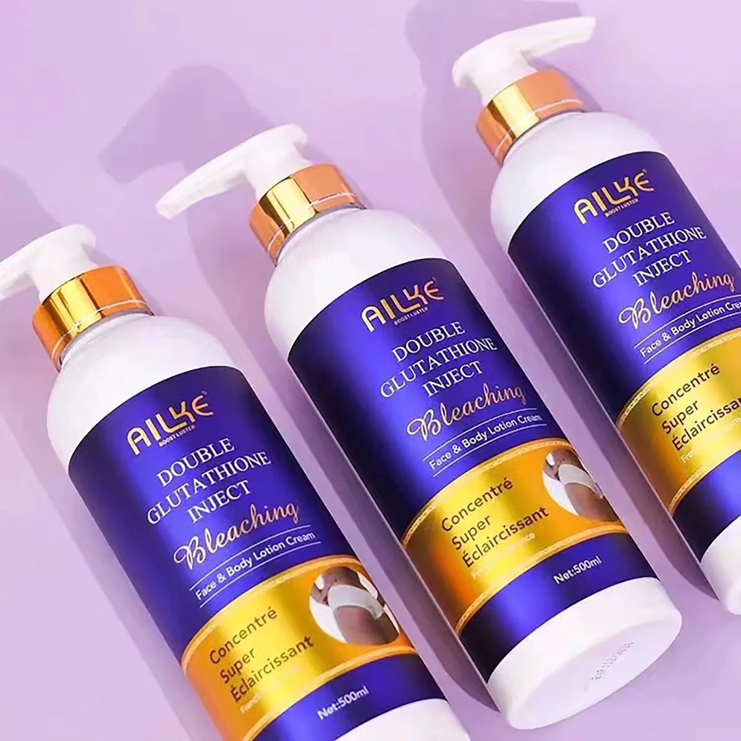AILKE Skin Care Range Double-Glutathione, Whitening Serum, Dark Spot Face Cream, Glowing Soap, Women Lightening Beauty Cosmetics