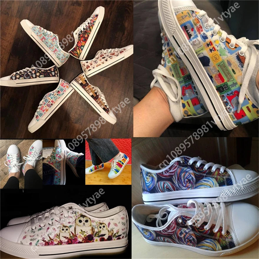 Doginthehole Canvas Spring Custom Vulcanize Shoes Haiti Flags Design Lightweight Low Top Flats for Youth Girls Comfort Zapatos