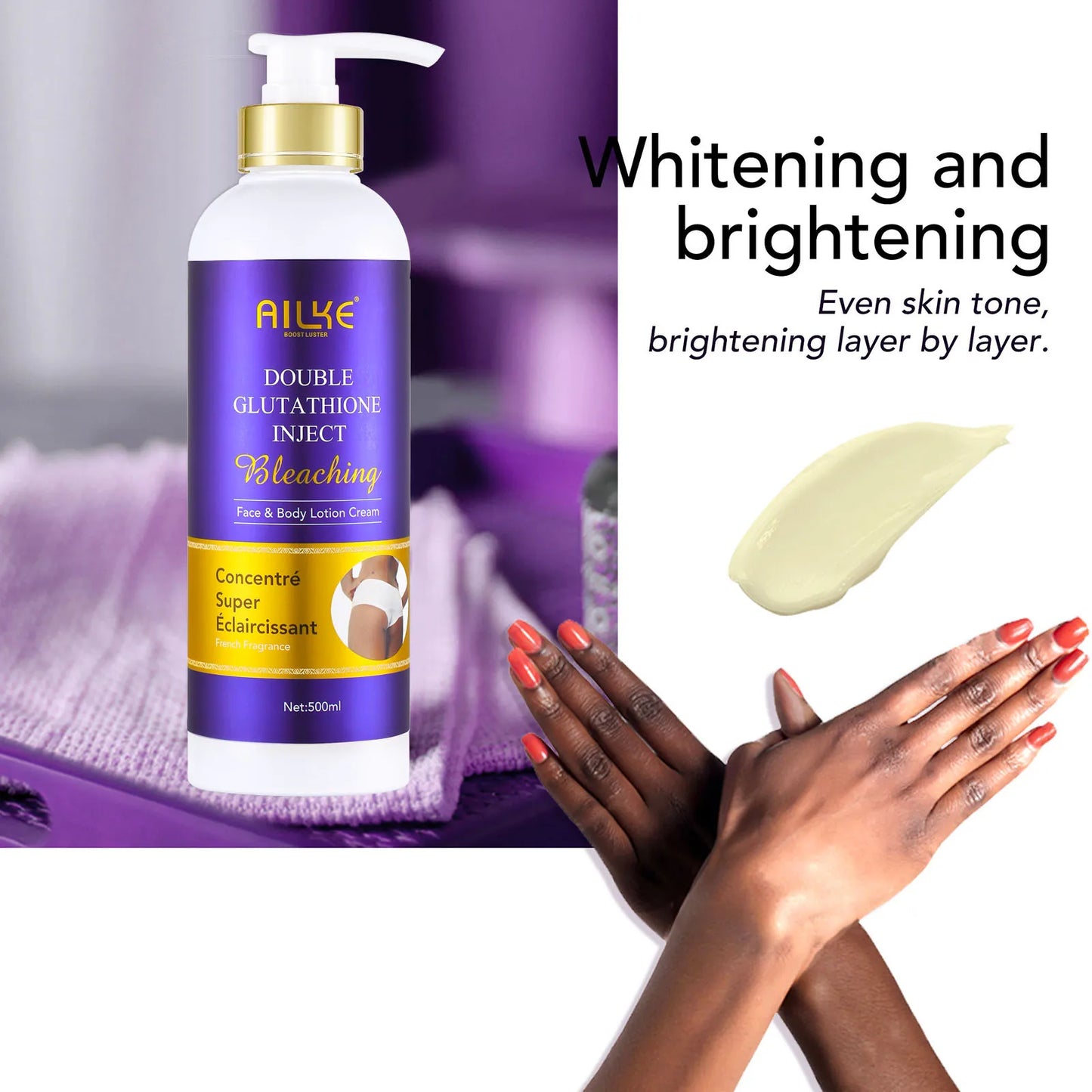 AILKE Skin Care Range Double-Glutathione, Whitening Serum, Dark Spot Face Cream, Glowing Soap, Women Lightening Beauty Cosmetics