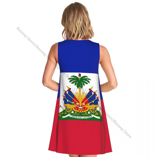 Women's Dress Flag Of Haiti Summer Casual T Shirt Beach Cover up Tank Dress