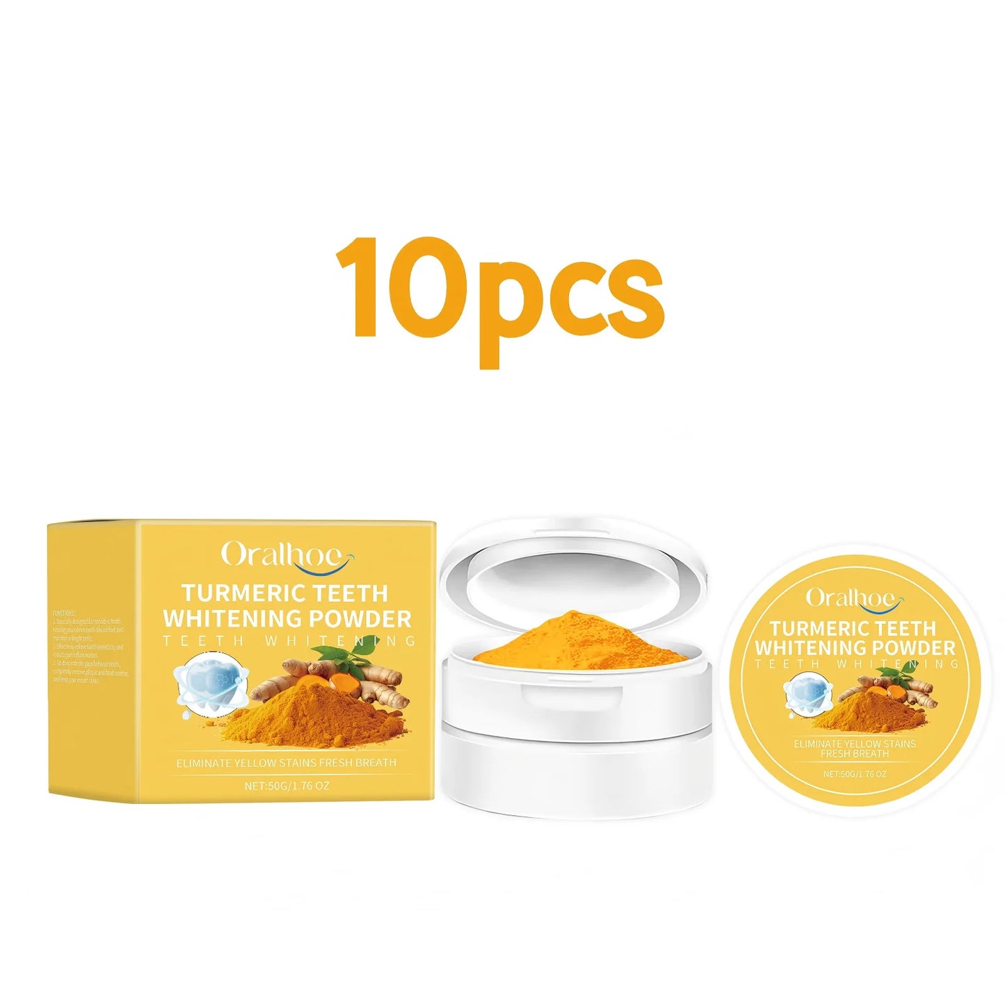 Oralhoe 50g Turmeric Teeth Cleaning Powder Remove Stain Tartar Brighten Yellow Teeth Fresh Breath Teeth Whitening Toothpaste