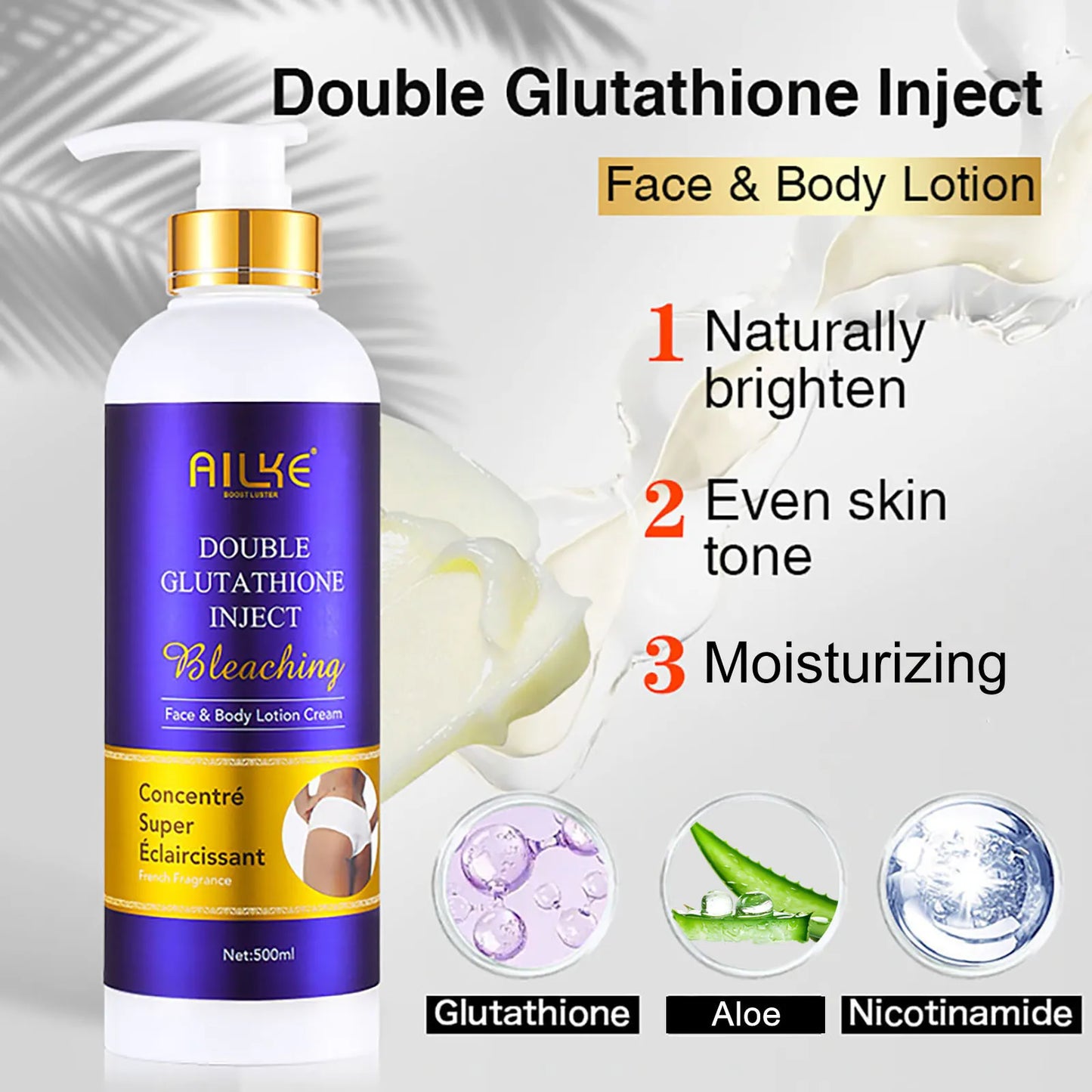 AILKE Skin Care Range Double-Glutathione, Whitening Serum, Dark Spot Face Cream, Glowing Soap, Women Lightening Beauty Cosmetics
